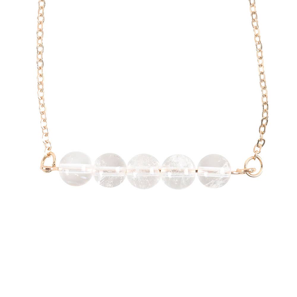 Clear Quartz Crystal Beaded Chain Bracelet