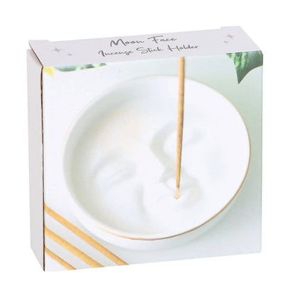 White Moon Face Incense Stick Holder