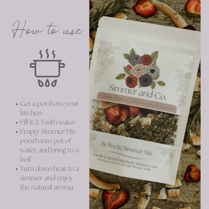 Be Poetic Simmer Pot Mix, Natural Strawberry Herb Aroma