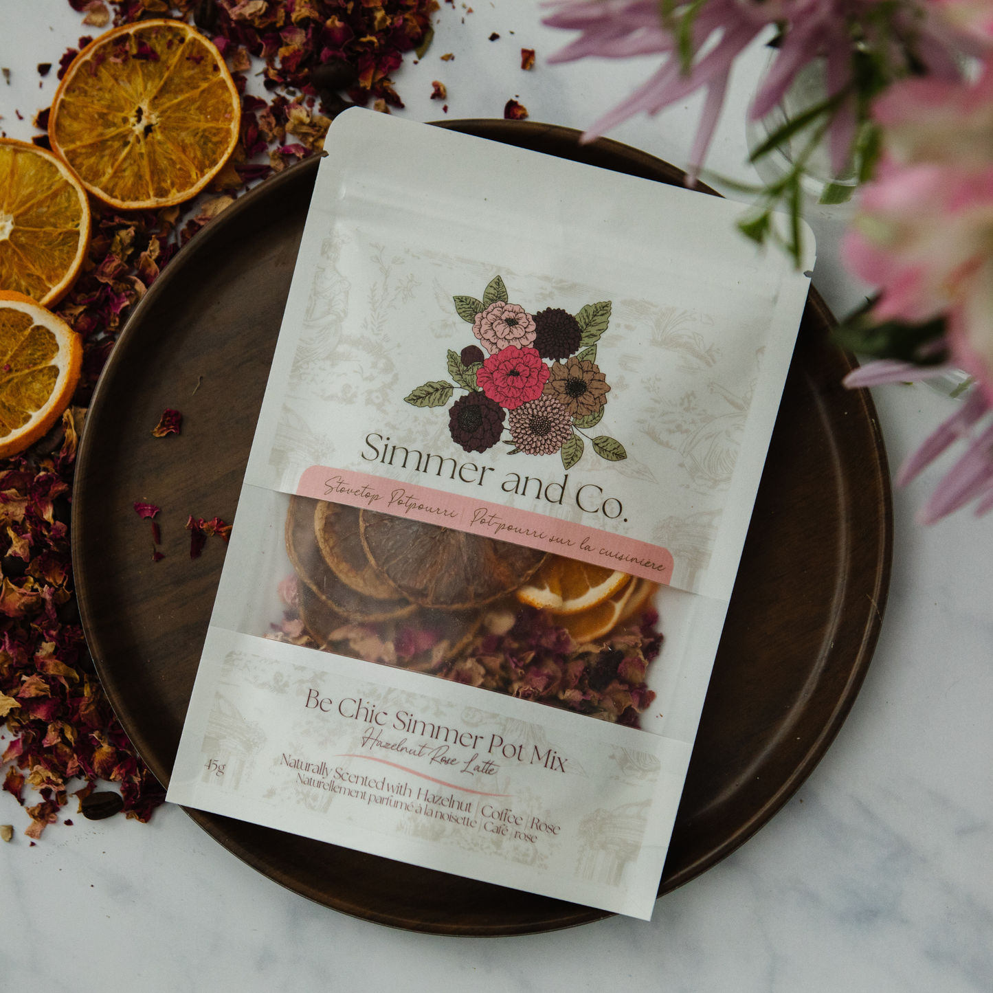 Be Chic Simmer Pot Mix, Natural Hazelnut Rose Aroma