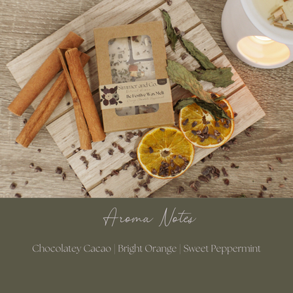 Be Festive Simmer Melt, Natural Peppermint Cocoa Botanical Wax Cubes