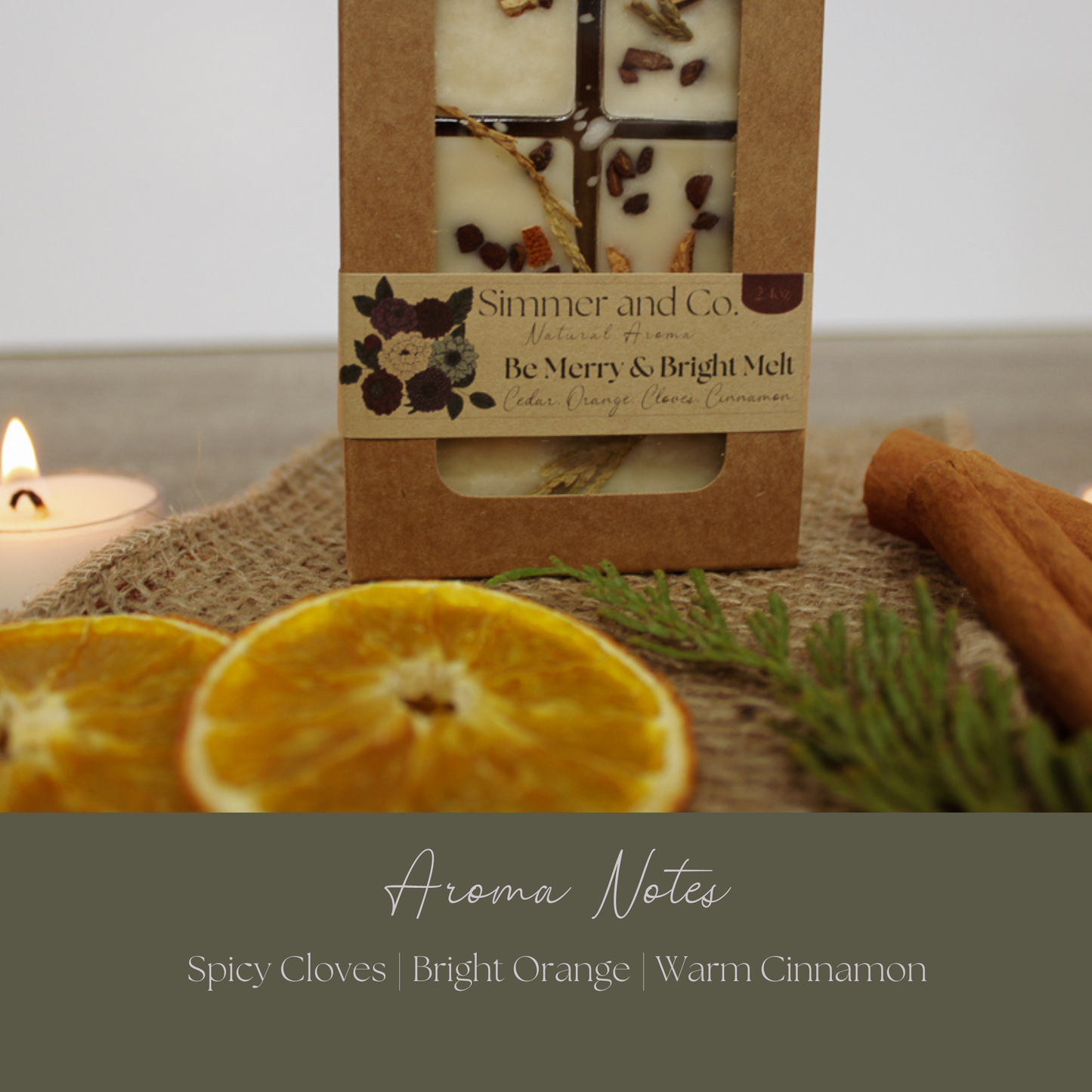 Be Merry & Bright Simmer Melt, Natural Holiday Spice Wax Cubes