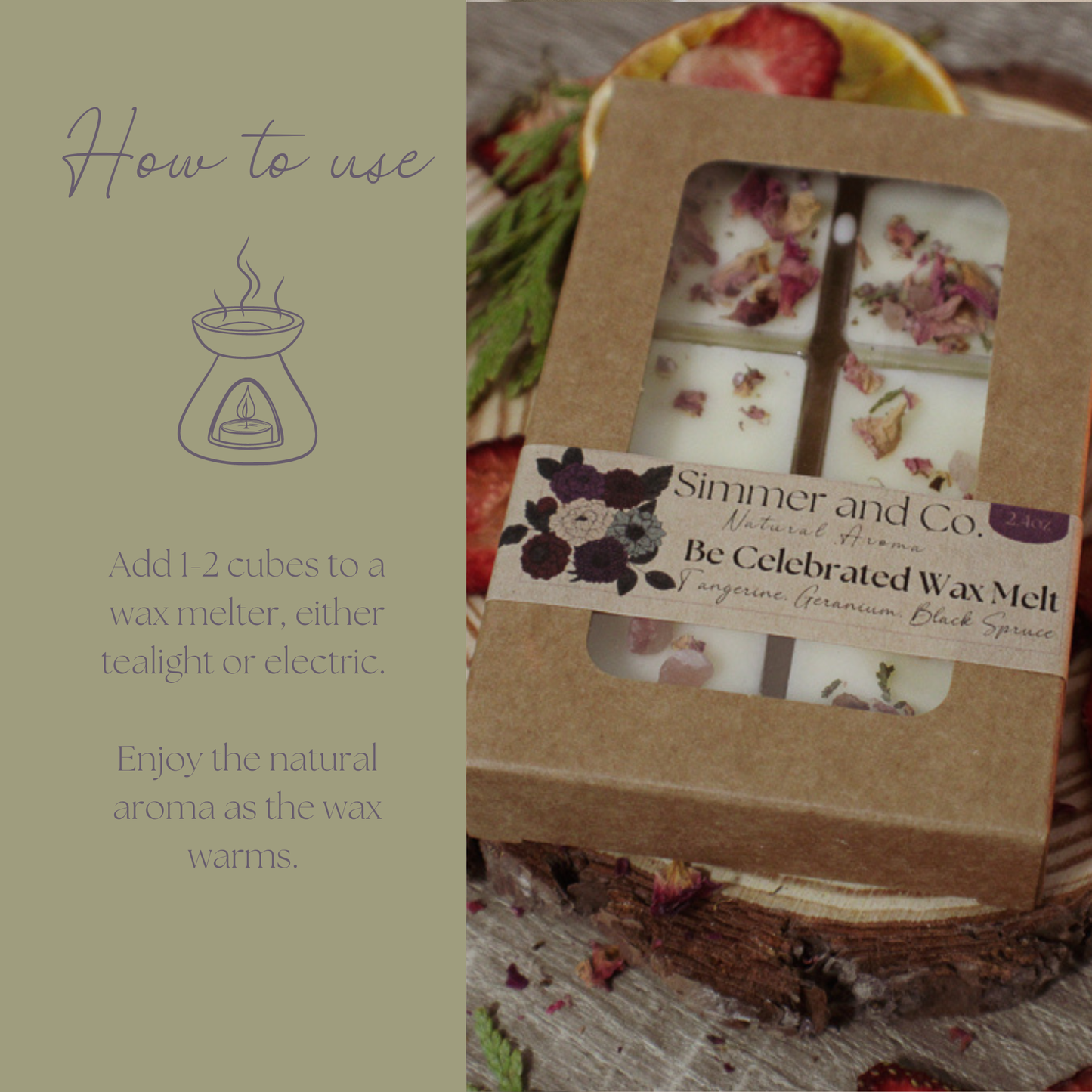 Be Celebrated Simmer Melt, Natural Citrus Floral Wax Cubes