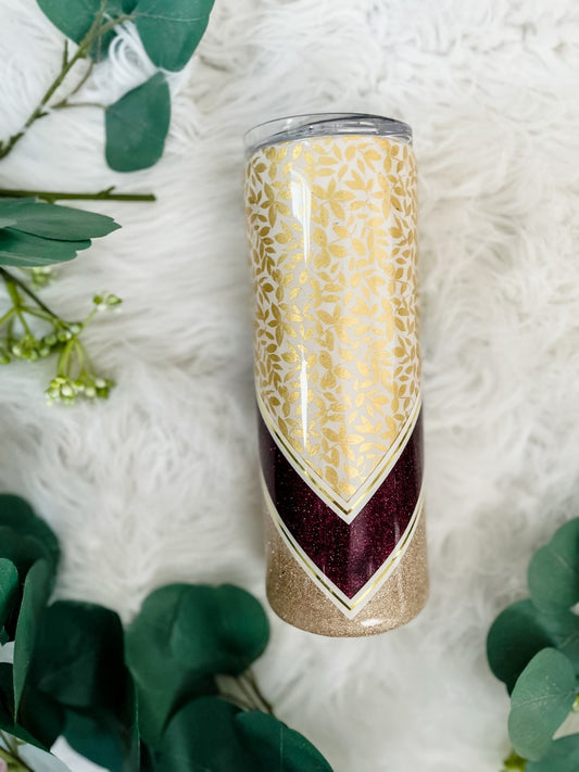 Gold and Red V Style Tumbler - THEWOOWOOBOX